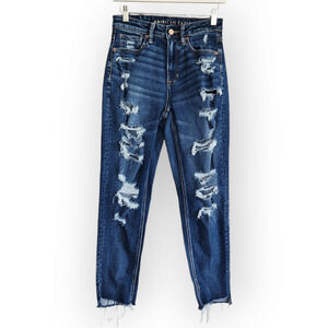 American Eagle High Waisted Ripped Mom Jeans 2
